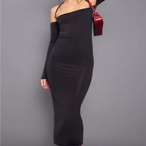 Slinky Black Off-Shoulder Dress